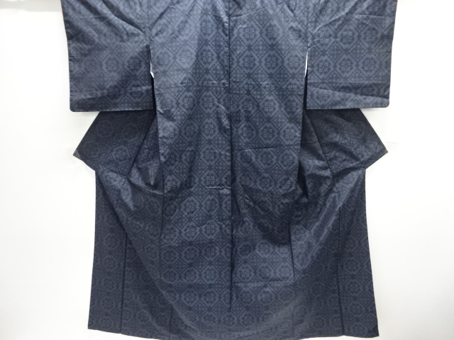 JAPANESE KIMONO / DORO OSHIMA TSUMUGI / WOVEN GEOMETRIC PATTERN 